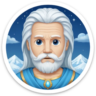 Uranus, Sky God from Rome Mythology with long white hair and beard, blue and white outfit sticker