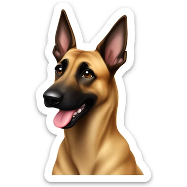 Belgian Malinois with tongue out sticker