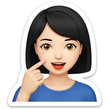 Chicas con pelo negro y corte bob haciendo que se muerde un dedo de manera picara sticker