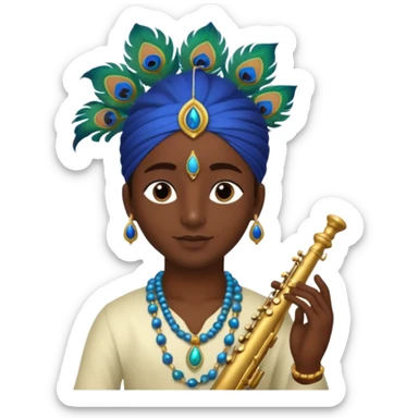 Krishna wearing feather and flute sticker