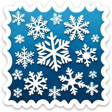 Falling snowflakes, felt texture, scrapbooking sticker