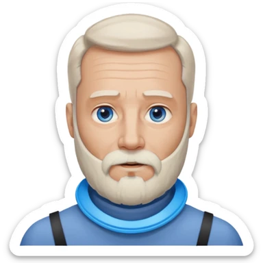 Older man with a full beard, a hard neck brace, and blue eyes. sticker
