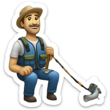 Mi foto de pescador con caña en el mar sticker