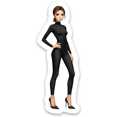 Victoria Beckham black bodysuit wearing black heels sticker