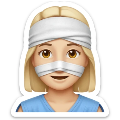 Emoji puts a bandage on his eyes sticker
