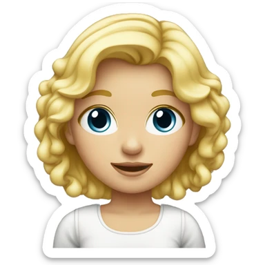 Emoji tipo iphone de la cara de una niña rubia con ralla en el medio y blanca sticker