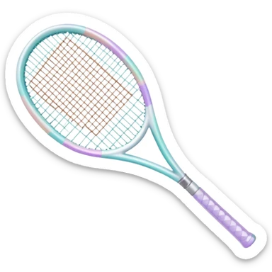 Pastel white  iridescent glass crystal tennis racket sticker