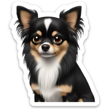A black Chihuahua with long earhairs an a fluffy tail  sticker