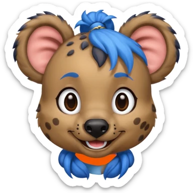 hyena with blue pigtail buns sticker