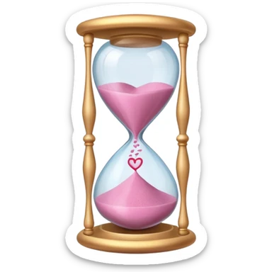 A pink hourglass with swirling heart-shaped sand flowing upward  sticker