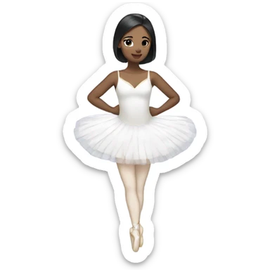 Ballerina with swan dress, fair skin, black hair sticker