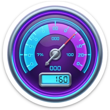 a futuristic percentage meter measuring capacity, neon colors sticker