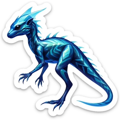 a translucent black blue iridescent ethereal tropical edgy vernid-fionbri-creature with splash patterns full body sticker