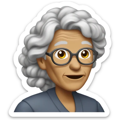 Granny with long hair smoking sticker