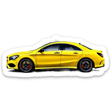 Yellow Mercedes Benz cla amg 2018 side sticker