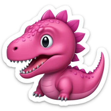 Crea un emoji de un dinosaurio de color rosa sticker