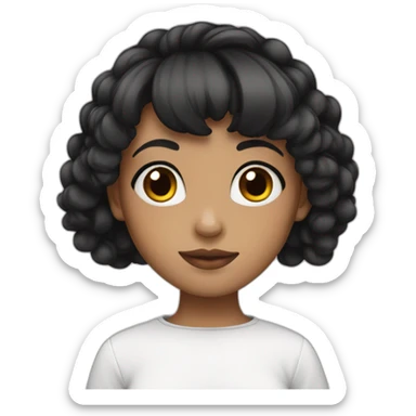 girl with black hime cut hairstyle sticker