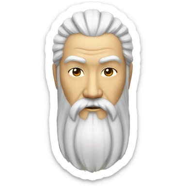 、"Laozi: Ancient Chinese philosopher, Hanfu, topknot, beard, black beard, willow-leaf eyebrows, phoenix eyes, long face, wide face." sticker