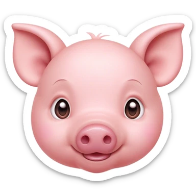 Cinematic Cute Piglet Portrait Emoji, Head tilted playfully and inquisitively, featuring a delicate rosy-pink hide with an adorably tiny snout and subtle sheen, round, sparkling beady eyes filled with boundless curiosity, Simplified yet irresistibly adorable features, highly detailed, glowing with a warm, friendly glow, high shine, affectionate and spirited, stylized with a touch of whimsical charm, bright and endearing, soft glowing outline, capturing the essence of a mischievous yet loving piglet, so playful it feels like it could nibble out of the screen and into your arms! sticker