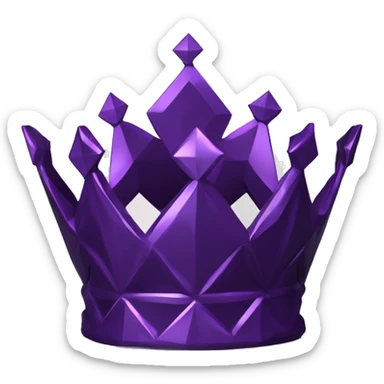 sculpture crown with a geometric faceted design. The crown is sparkling and standing upright on a base with angular and baroque features. The vibrant midtone subtlety of dark purples highlights the sharp edges and planes.  sticker