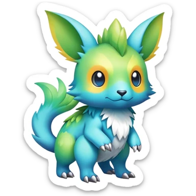 Cute cool colorful fantasy animal hybrid Fakemon full body sticker