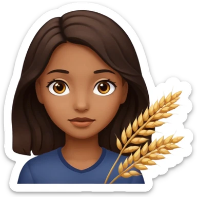 A girl with dark brown eyes and slightly wavy tips with dark brown hair flesh-colored wheat face sticker