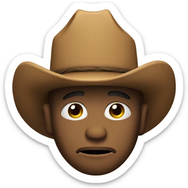 Sad face emoji with cowboy hat sticker