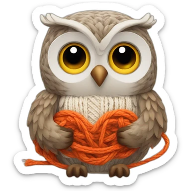 Owl knitting sticker