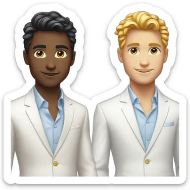 Posh-boy-with-white-suit-and-blue-eyes-and-rainbow-unicorn-hair sticker