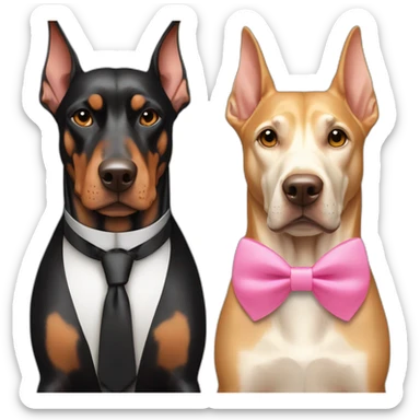 one-doberman-with-a-pink-bow-tie,-next-to-an-albino-and-a-light-brown-ones sticker