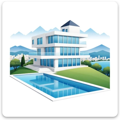 modern house on the hill, with a pool ON THE HILL WITH VIEW AT THE CITY sticker