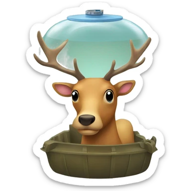 elk in a tank cartoon style sticker
