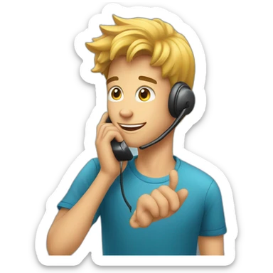 young guy answer phone call with iphone sticker