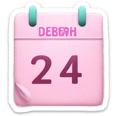 A pastel pink calendar with the date 24th December sticker