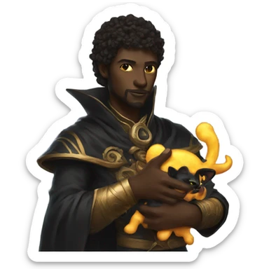 Sun warlock holding a black kitten sticker