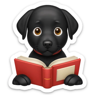 Black Labrador reading a book sticker