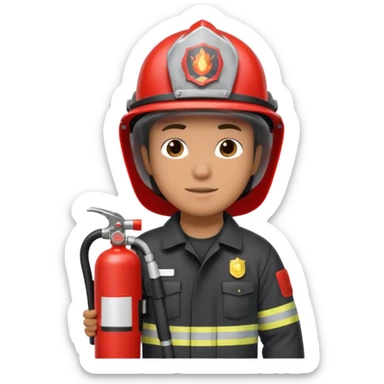 firefighter with fire extinguisher sticker