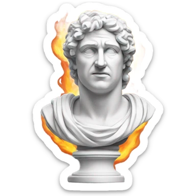 white roman bust on fire sticker