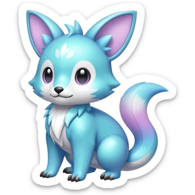 Cute cool pastel shiny colorful animal hybrid Fakemon full body sticker