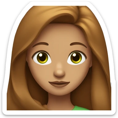 Girl with long brown haur with green eyes sticker