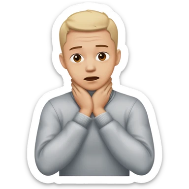 Mad guy crossing his hands while grabbing his neck sticker