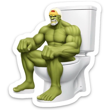 Hulk hogan on the toilet. sticker