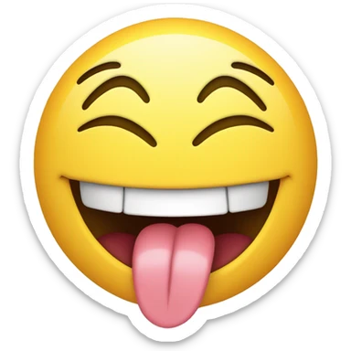 Smiley face with tongue out hands to side of face sticker