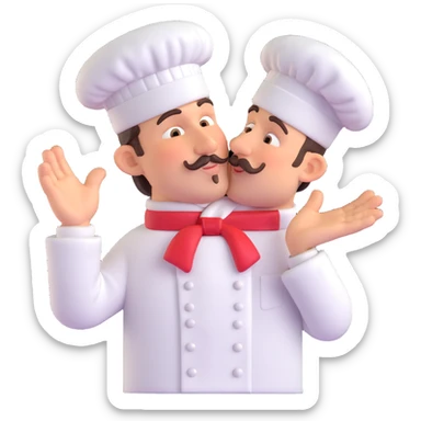 chef making a 'chef's kiss' gesture, expressive, clear, suitable for emoji sticker