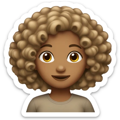Tan girl with curly 3b hair sticker