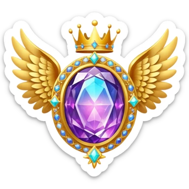 HUGE magic galactic nebula complex gemstone award-in-frame-decorated-with-big-golden-angel--wings and crown sticker