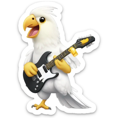 White cockatiel playing electro guitar sticker