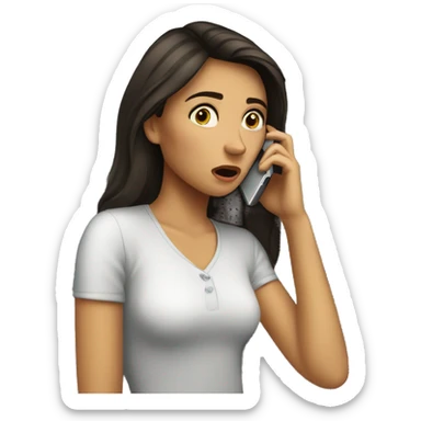 Beautiful Brunette Woman talking on her cellphone crying sticker