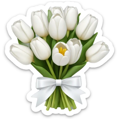 white tulip bouquet  with a white bow sticker