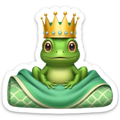 Frog with crown in bed sticker